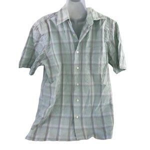 Vanheusen sz s plaid button front short sleeve shirt